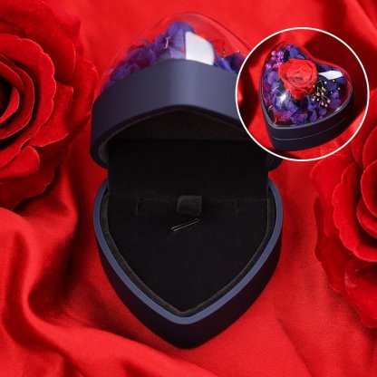 Boîte en Forme de Cœur Cadeau de Boîte à Bijoux Rose Enchantée