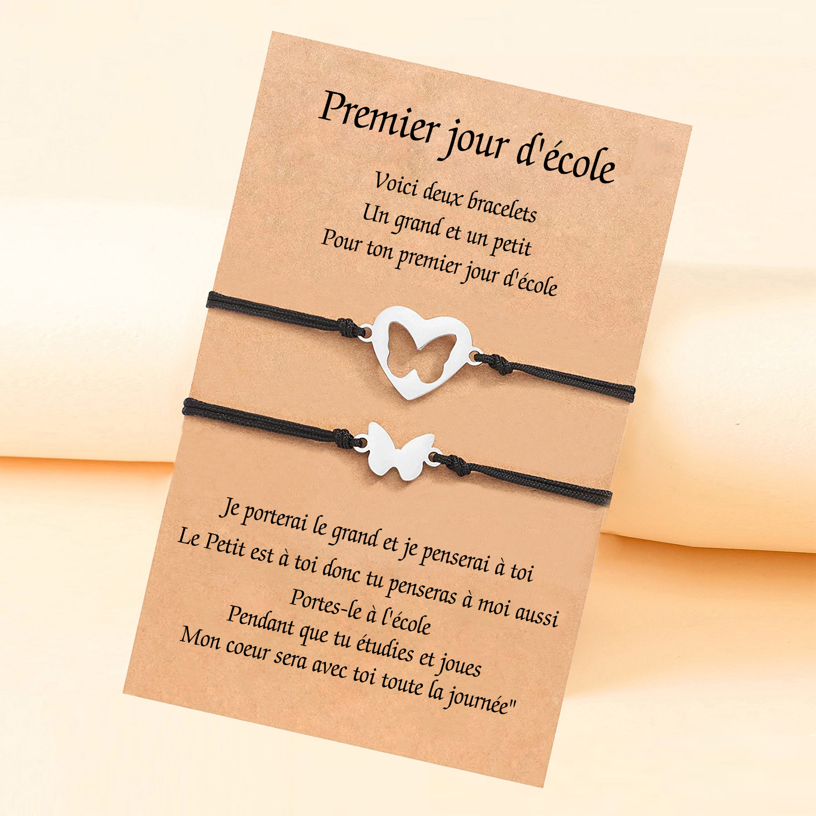 2PCS Ensemble de Bracelets Papillon Bracelet en Commun Cadeau Rentrée Scolaire Premier jour d’école｜Jessemade