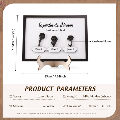 À ma Maman - Décoration en bois Fleurs 3 Prénoms Personnalisés avec Fleurs de naissance Ornement pour Famille