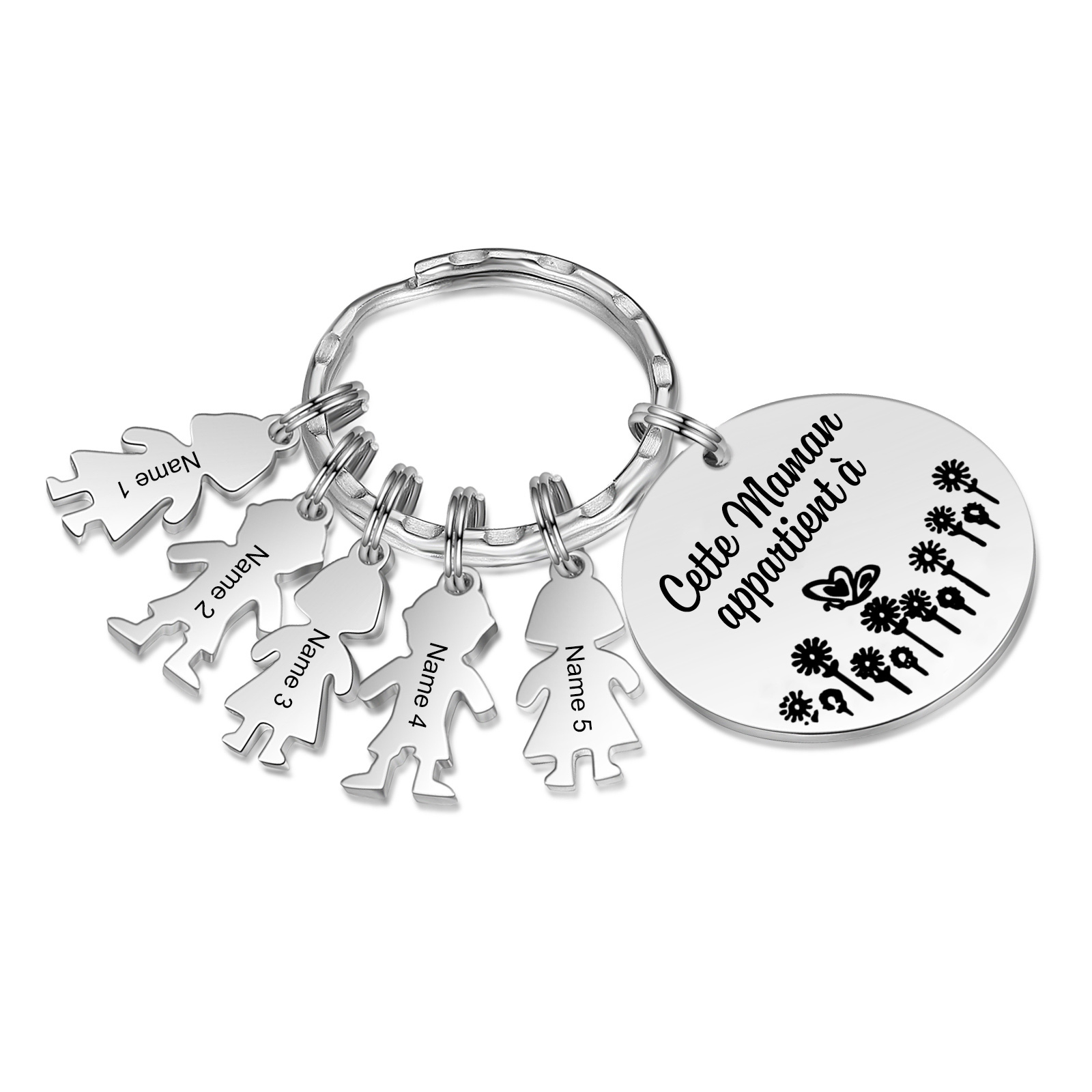 À Ma Maman - 1-5 Noms Porte-Clés Personnalisés Avec Breloques Enfants