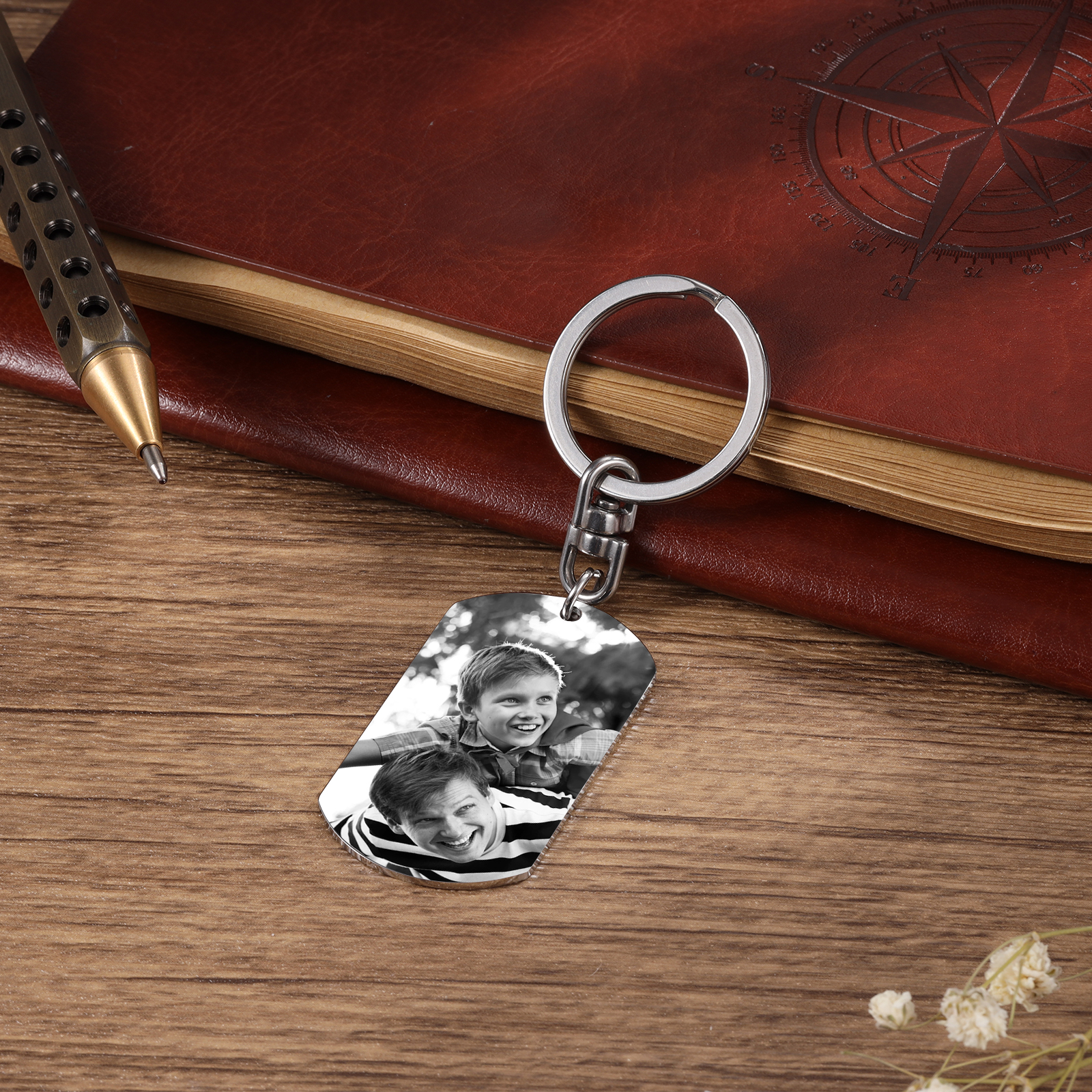 À Papa - Porte-clés gravé Poings 2 Prénoms Personnalisés avec Photo et Date | Jessemade