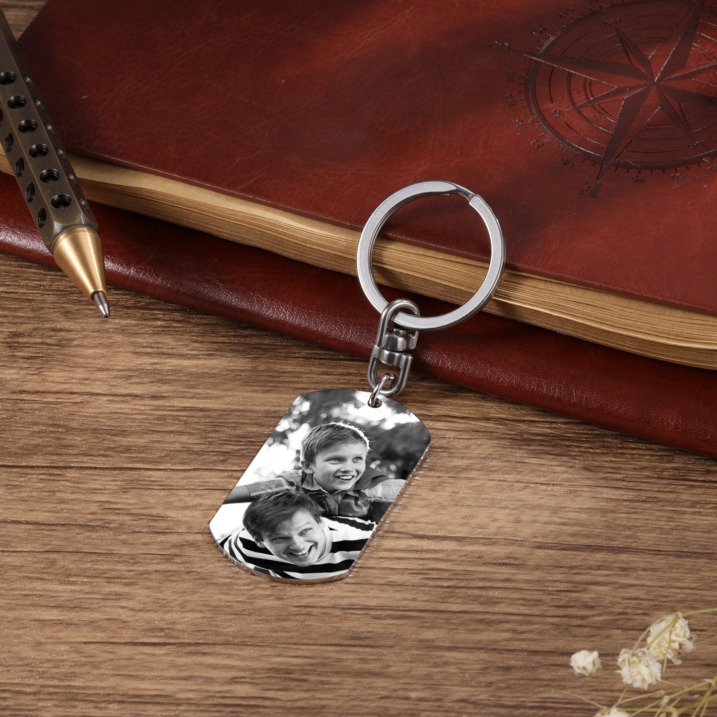 À Papa - Porte-clés gravé Poings 2 Prénoms Personnalisés avec Photo et Date | Jessemade