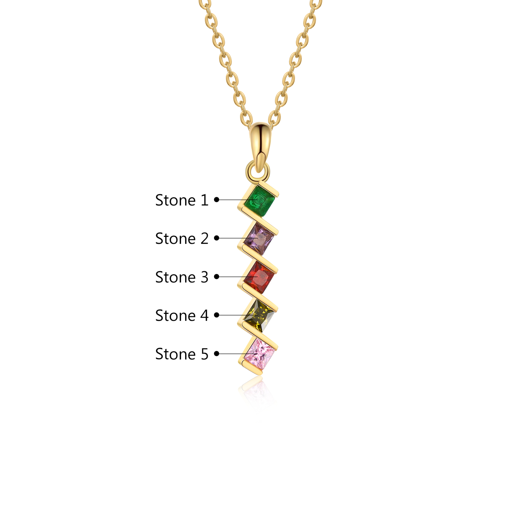 Collier Femmes 5 Pierres de Naissance Personnalisés