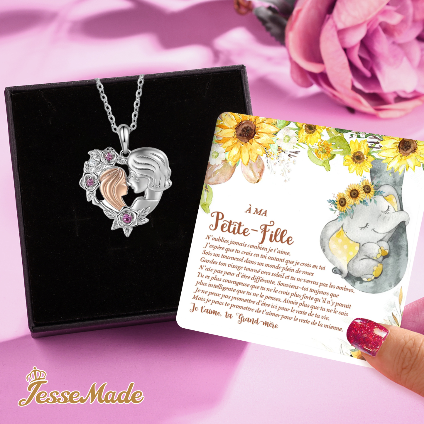 À Ma Petite-Fille-Collier mamie et petite fille Cœur