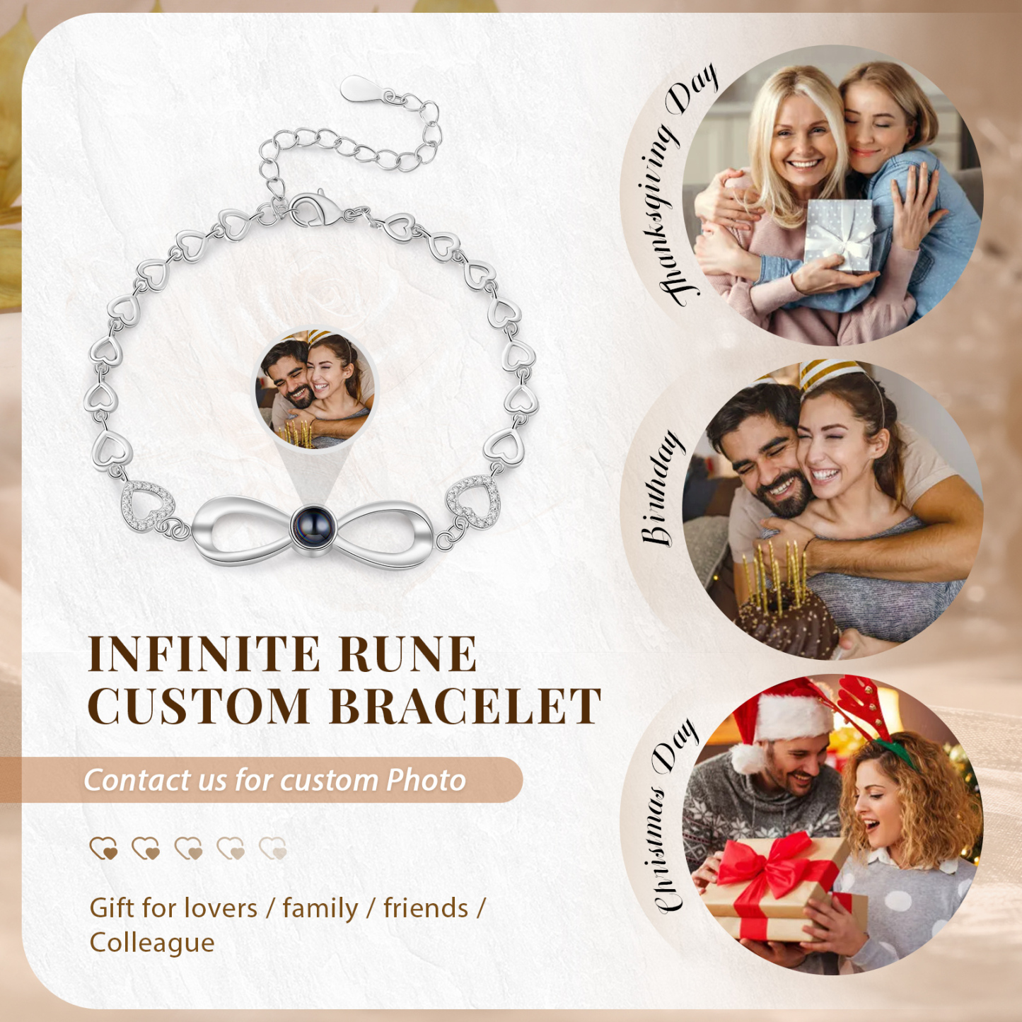 Bracelet Infini Bracelet Photo Projection Personnalisée pour Femmes|Jessemade