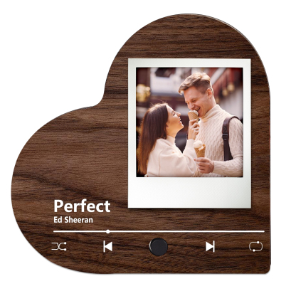 Aimant Frigo Musical en forme de Cœur Personnalisé avec 1 Photo Aimant De Réfrigérateur en bois pour Couple | Jessemade