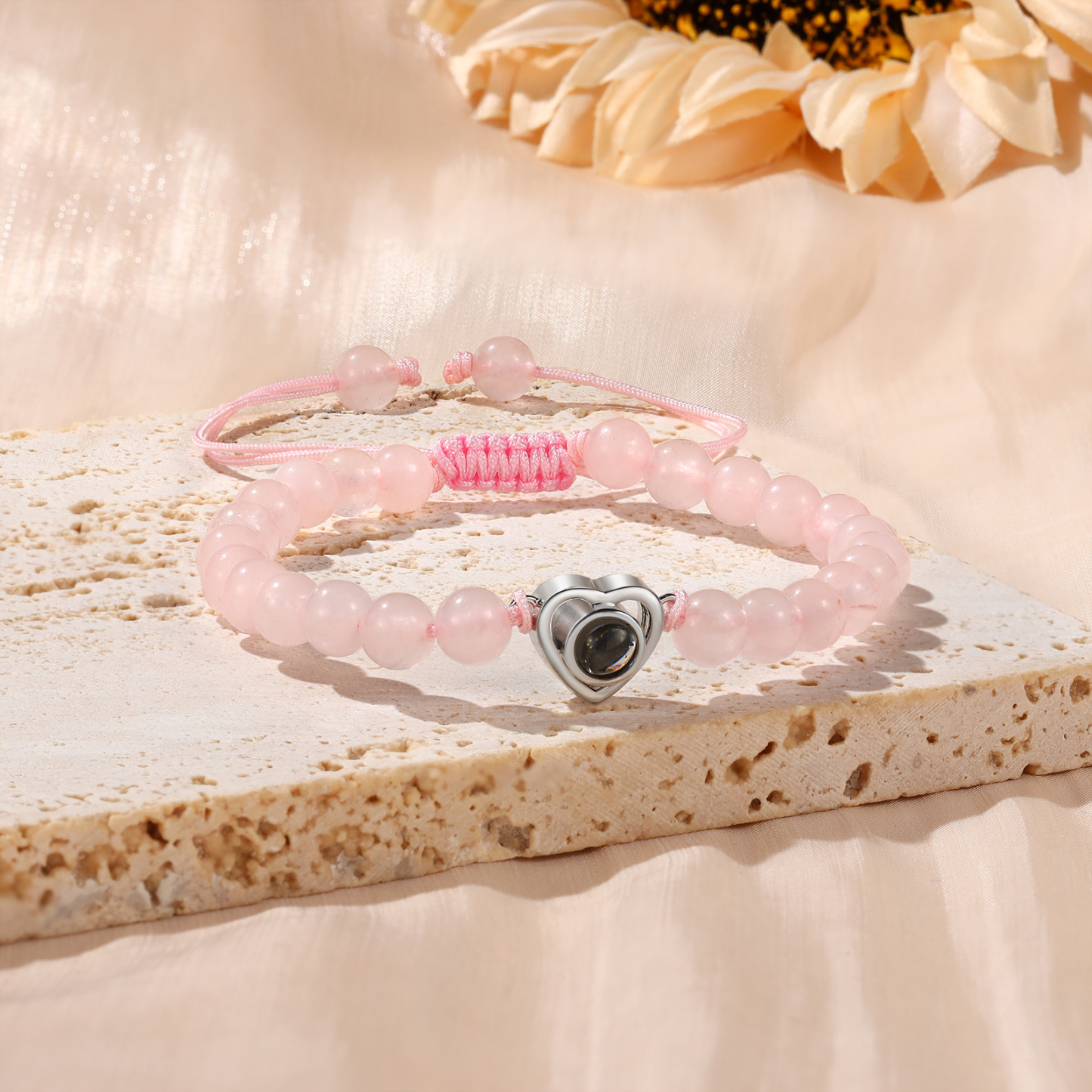 Bracelet Cœur en Perles Naturelles Bracelet Photo Projection｜Jessemade