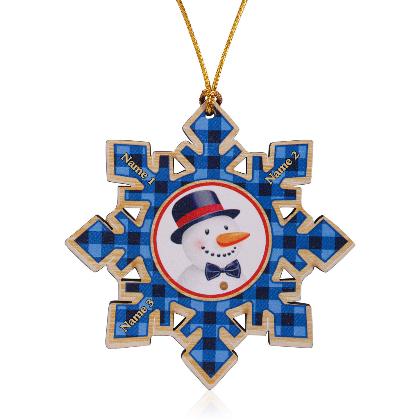 2-6 Noms Décoration Sapin Noël Personnalisés Décoration Flocon Bleu en Bois | Jessemade