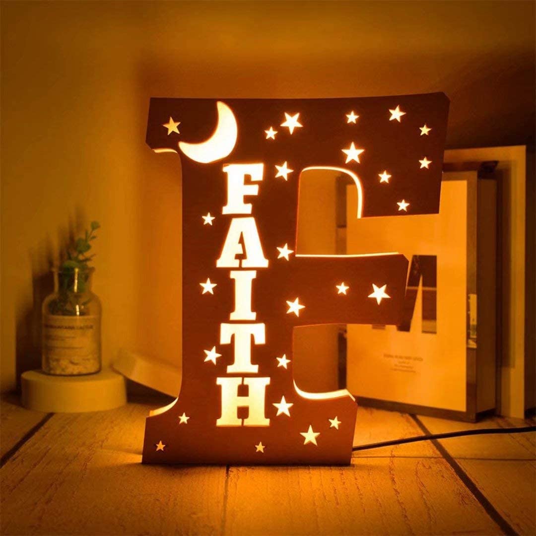 Lampe de chevet LED 26 lettres prénom personnalisé | Jessemade