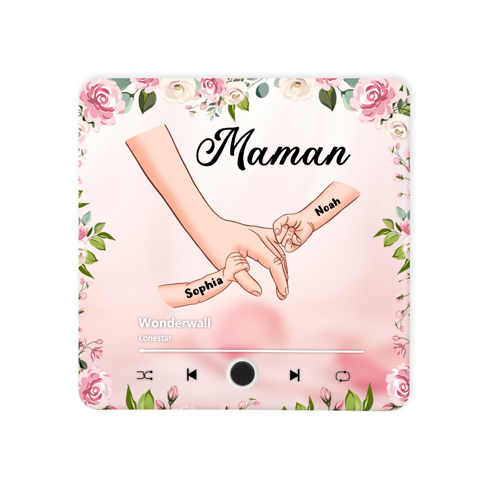 À Maman/Mamie - Aimant Frigo Musical Personnalisé avec 2 Prénoms et Texte Aimant De Réfrigérateur pour Femme | Jessemade
