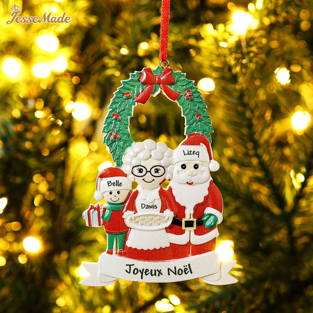 Décoration Sapin Noël Poupée 3 Prénoms Personnalisés et texte