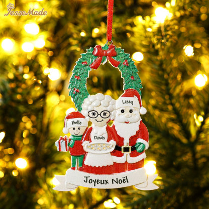 Décoration Sapin Noël Poupée 3 Prénoms Personnalisés et texte