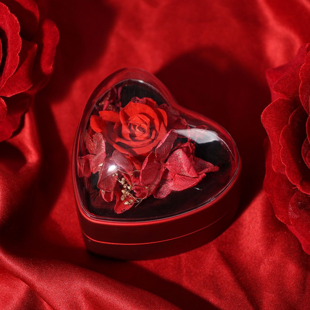 Boîte en Forme de Cœur Cadeau de Boîte à Bijoux Rose Enchantée