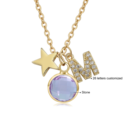 Collier Enfants Bébé 1 Pierre de Naissance et 1 Lettre pour Fille Filleule
