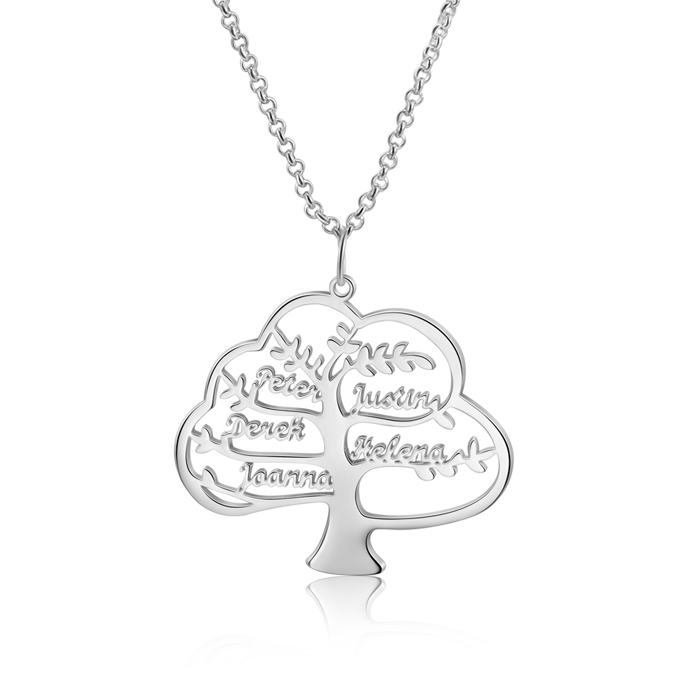 Collier Arbre de vie Arbre généalogique 5 prenoms personnalisés