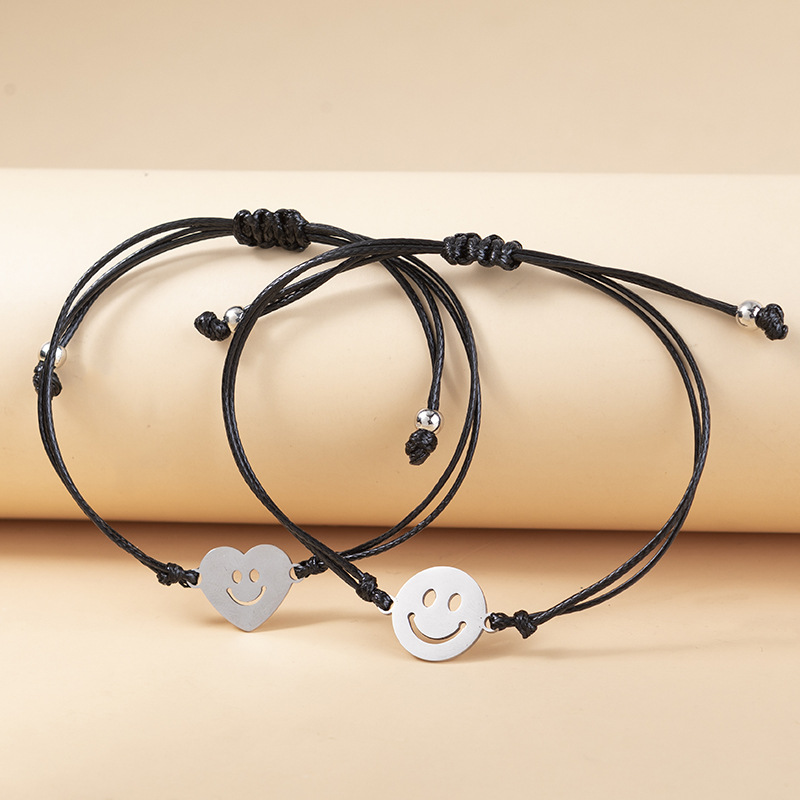 2PCS Ensemble de Bracelets Smiley Bracelet en Commun Cadeau Rentrée Scolaire Premier jour d’école｜Jessemade