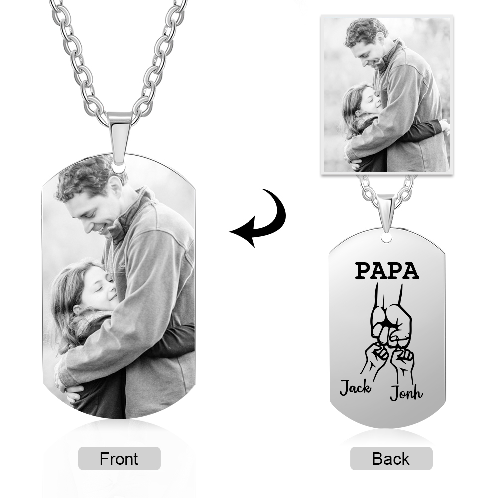 À mon Papa - Collier Personnalisé avec 2 Prénoms et 1 Photo｜Jessemade
