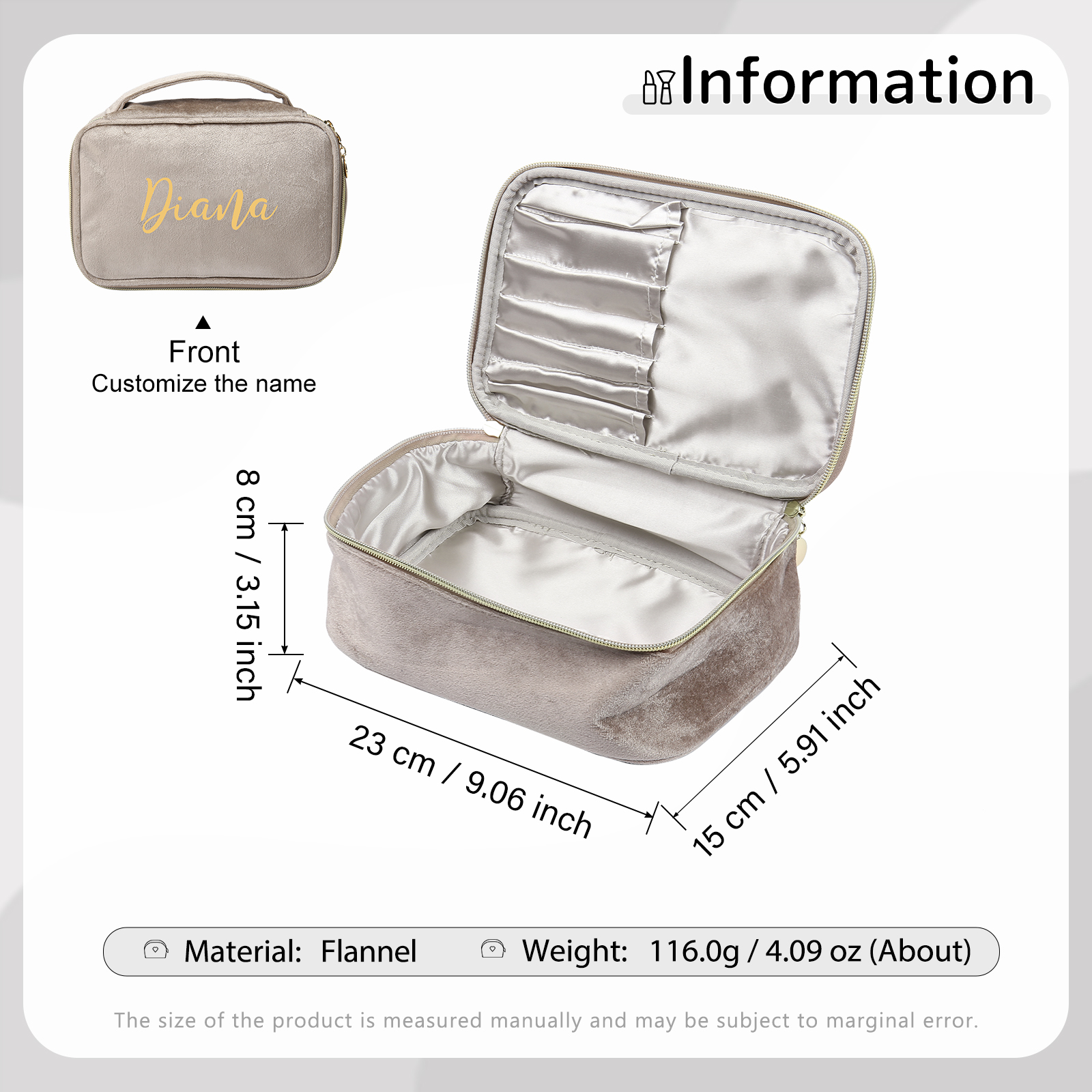 Trousse De Maquillage 1 Prénom Personnalisé Sac De Maquillage À Capacité Élevée Pour Femmes