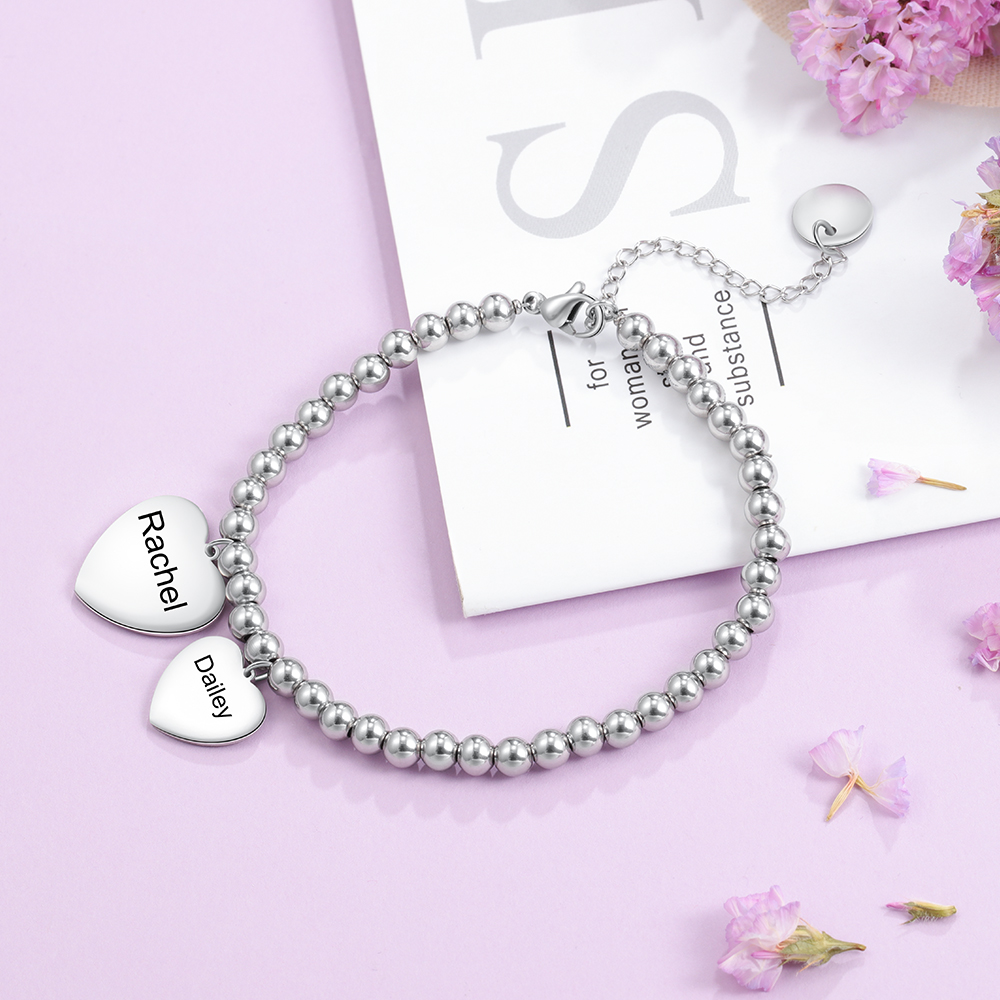 À Ma Marraine Bracelet Cheville Prénom Personnalisé 2 Coeurs Pour Femm
