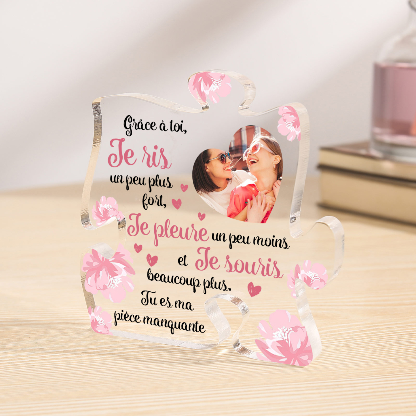À ma Sœur - Plaque Acrylique en forme de Puzzle Photo Personnalisée pour Femme
