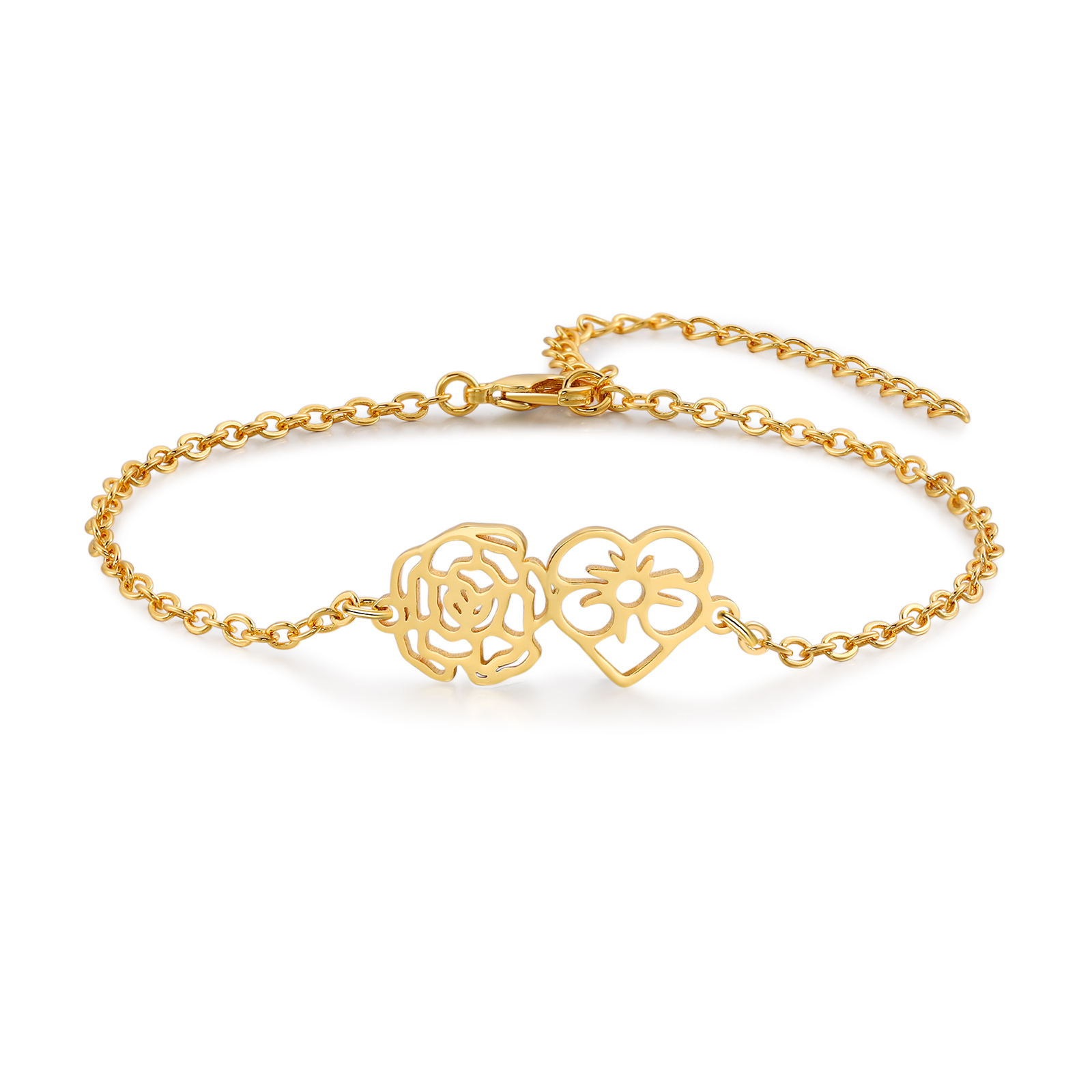 Jessemade FR Bracelet 2 Fleurs de Naissance Personnalisées pour Femme