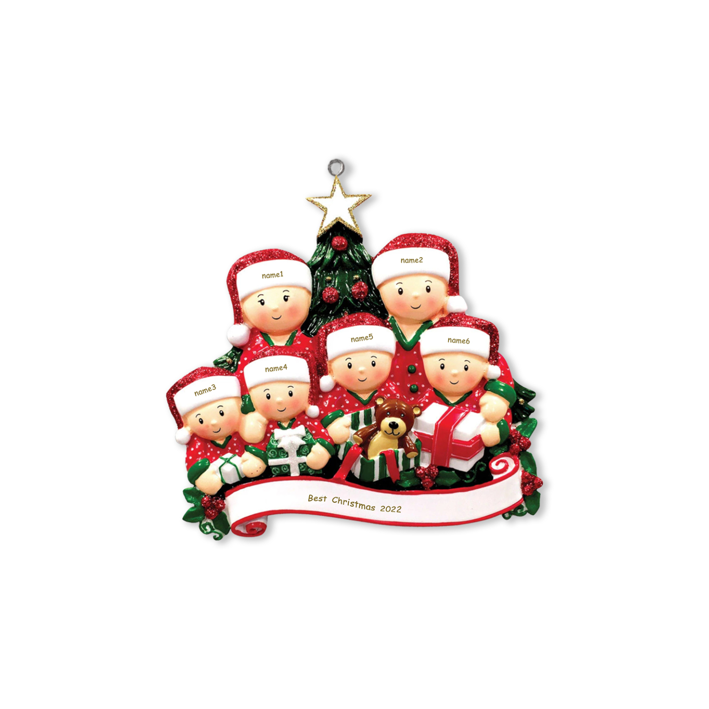 Décoration Sapin Noël Poupée 6 Prénoms Personnalisés et texte