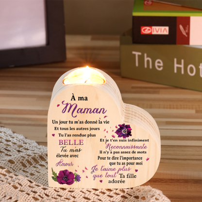 À Ma Maman - Bougeoir en Bois sans bougie Cadeau de Fille pour Maman