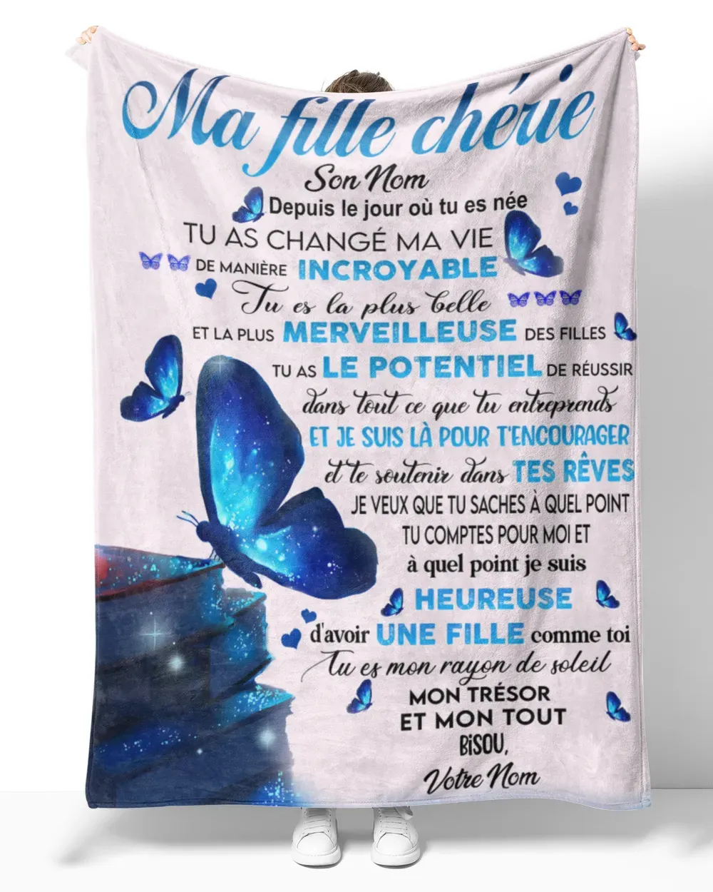 Plaid Personnalisé en Flanelle avec Message Émotionnel et Nom – Cadeau Idéal pour Vos Proches | Jessemade