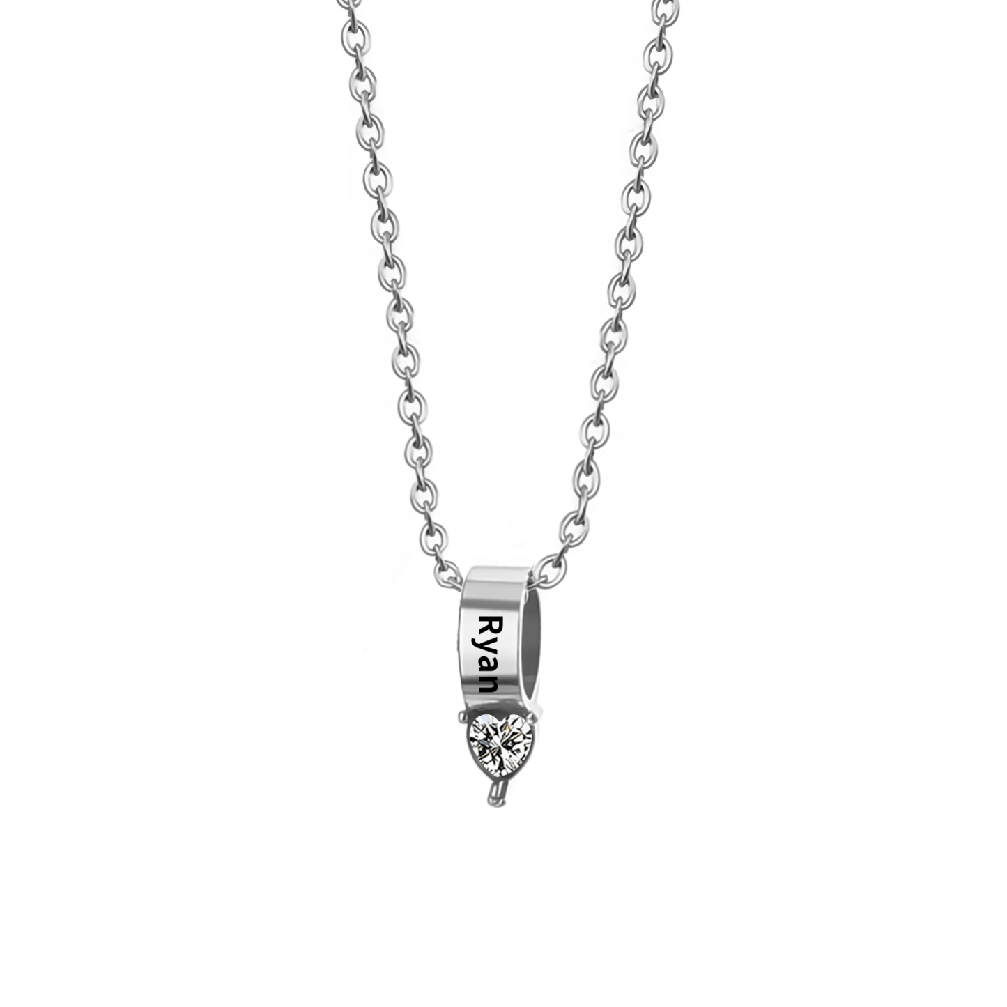 Collier Pendentif Cœur 1 Prénom et Pierre de Naissance Personnalisés Collier Femmes