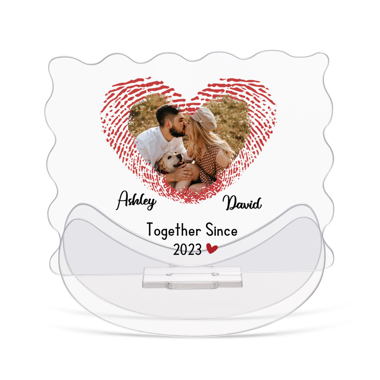 Ornements Panneau Acrylique 2 Prénoms et Photo Personnalisés avec Texte pour Couple