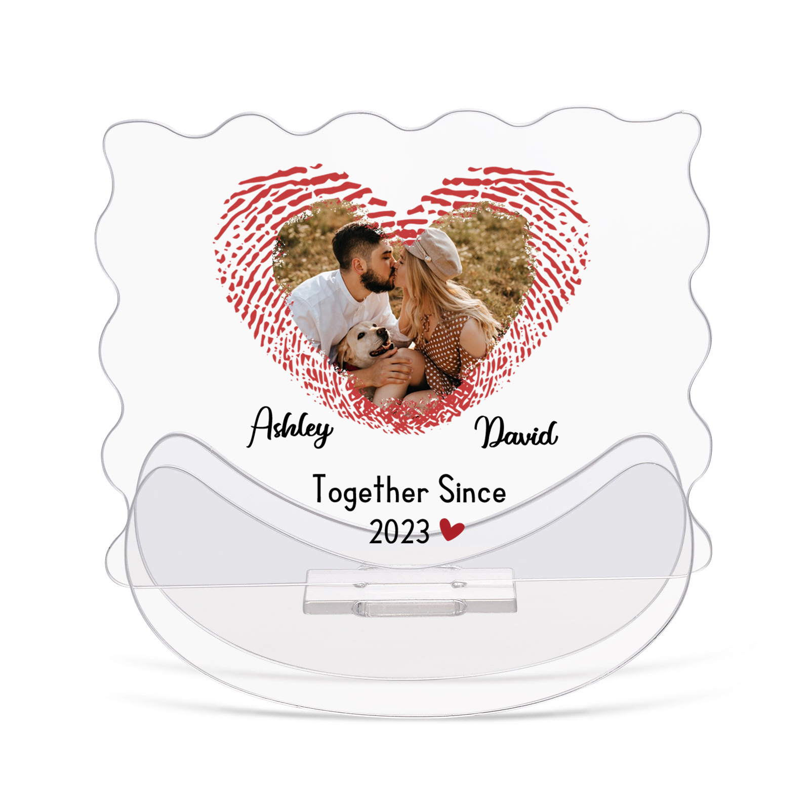 Ornements Panneau Acrylique 2 Prénoms et Photo Personnalisés avec Texte pour Couple