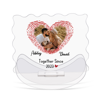 Ornements Panneau Acrylique 2 Prénoms et Photo Personnalisés avec Texte pour Couple