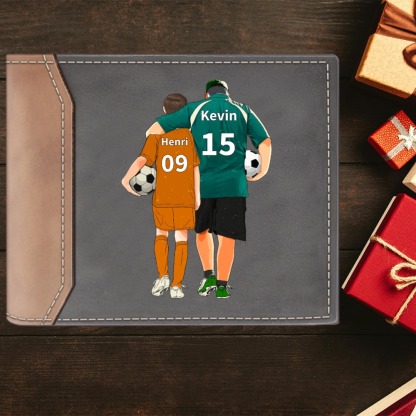 À Papa - Portefeuille Homme 2 Prénoms Personnalisés Avec Image d'un Père et son enfant Porte-Monnaie en Cuir Pour Papa | Jessemade