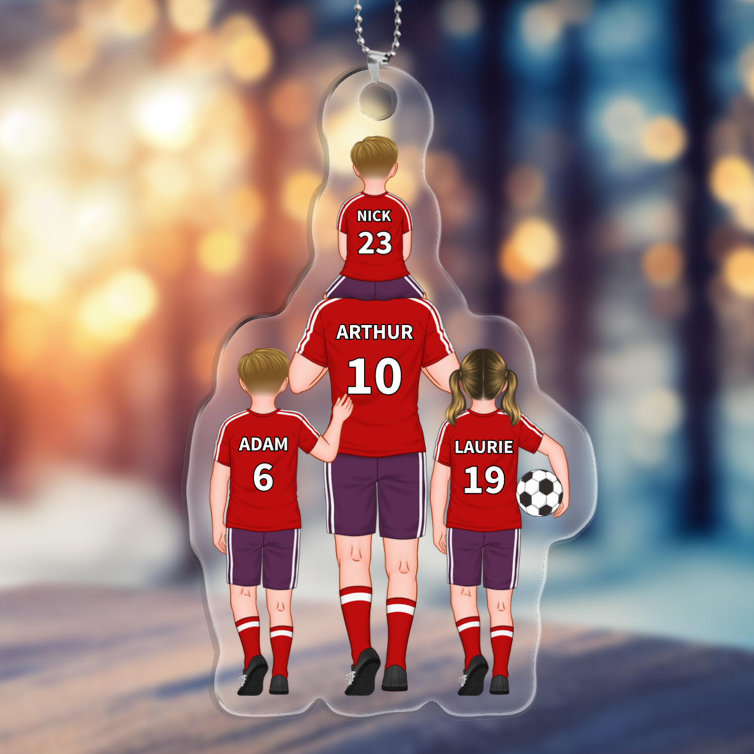 À mon Papa - Porte-Clés de Football avec 2-4 Prénoms Personnalisés en Acrylique | Jessemade