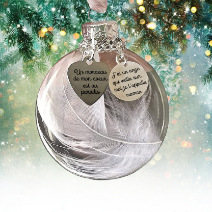 À ma Maman - Boule transparente de plumes Ornements boule de noël | Jessemade
