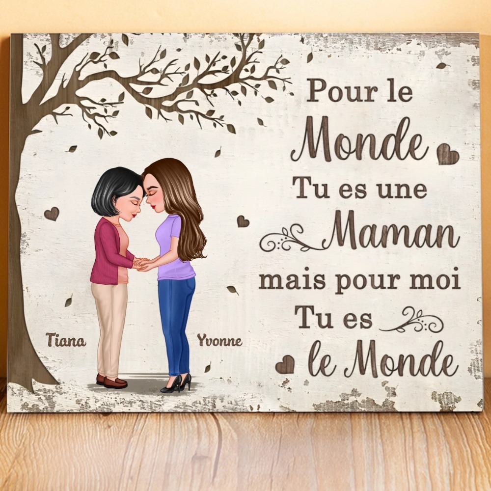 À Mamie - Cadre en Bois Prénoms Personnalisés avec Illustrations Cadeau pour Mamie | Jessemade