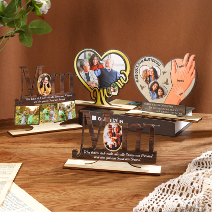 Décoration en bois 1 Texte et 1 Photo Personnalisés Ornement pour Maman