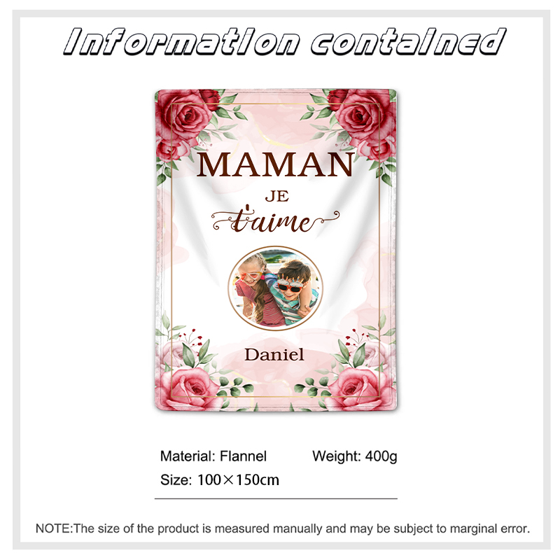 À ma Maman - Couverture Plaids Polaire 1 Prénom et Photo Personnalisés