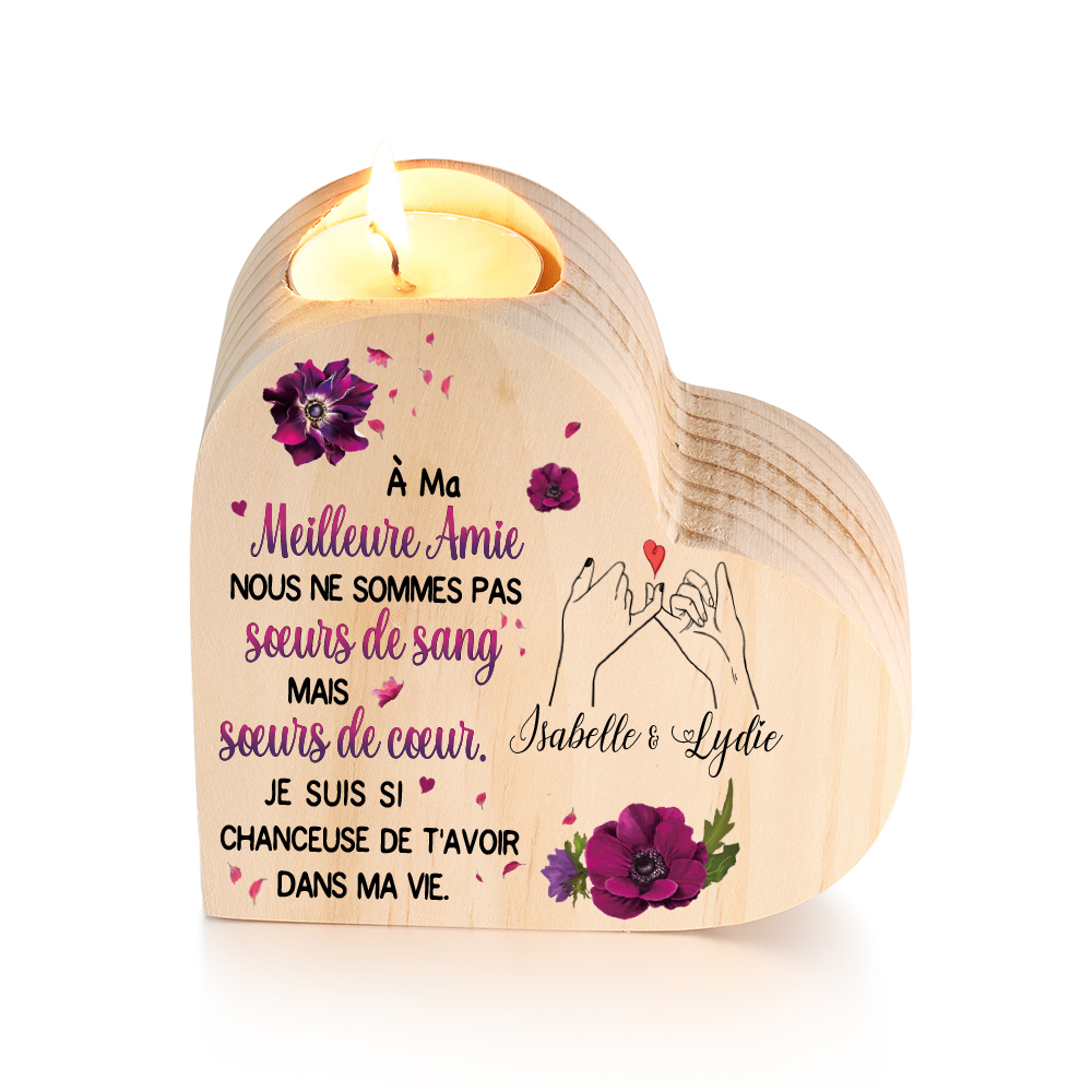 À Ma Meilleure Amie - Bougeoir en Bois sans bougie 2 Prénoms Personnalisés
