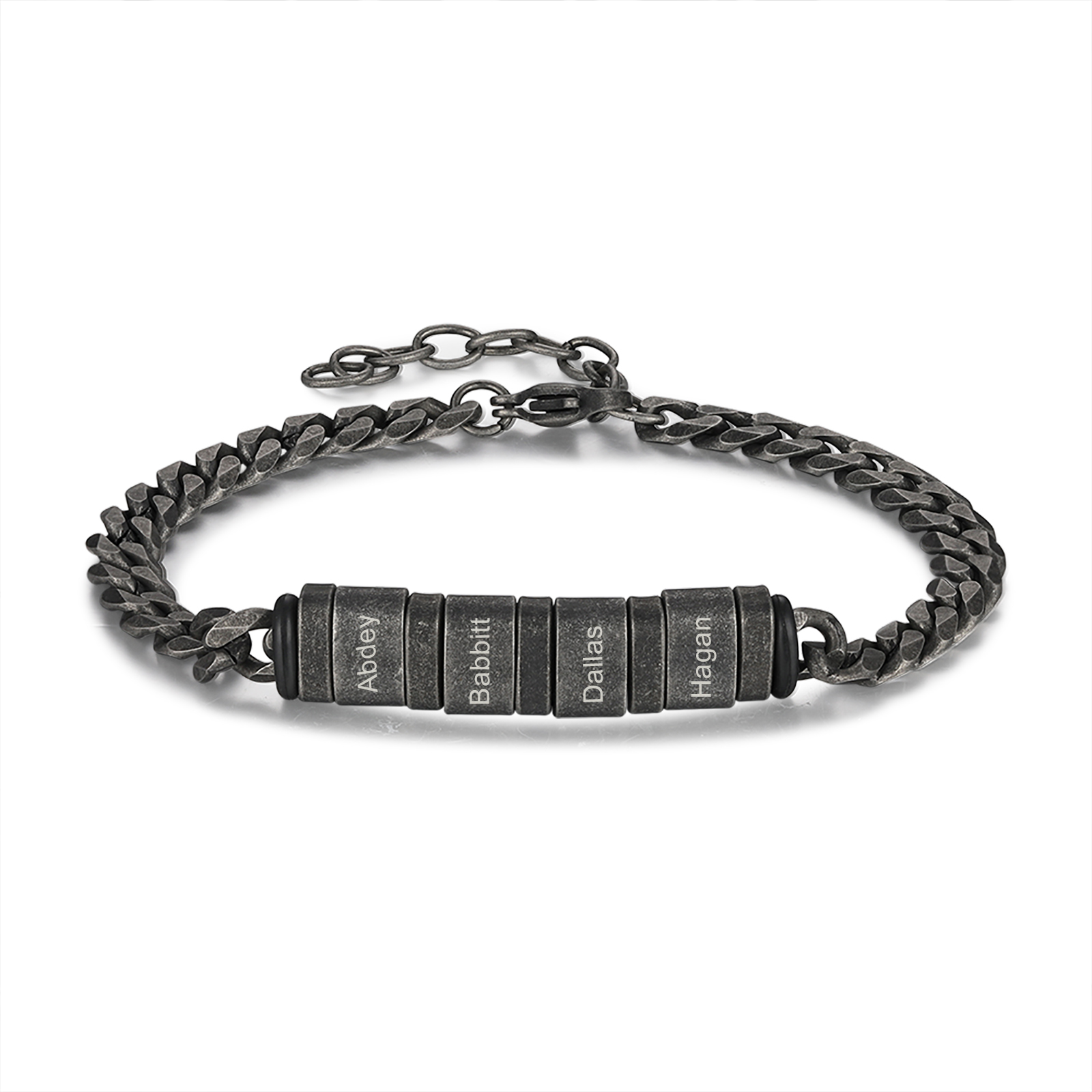 Homme Bracelet Personnalisés avec 2-5 Noms en acier inoxydable Bracelet Vintage pour Homme | Jessemade
