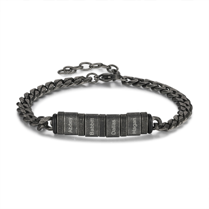 Homme Bracelet Personnalisés avec 2-5 Noms en acier inoxydable Bracelet Vintage pour Homme | Jessemade