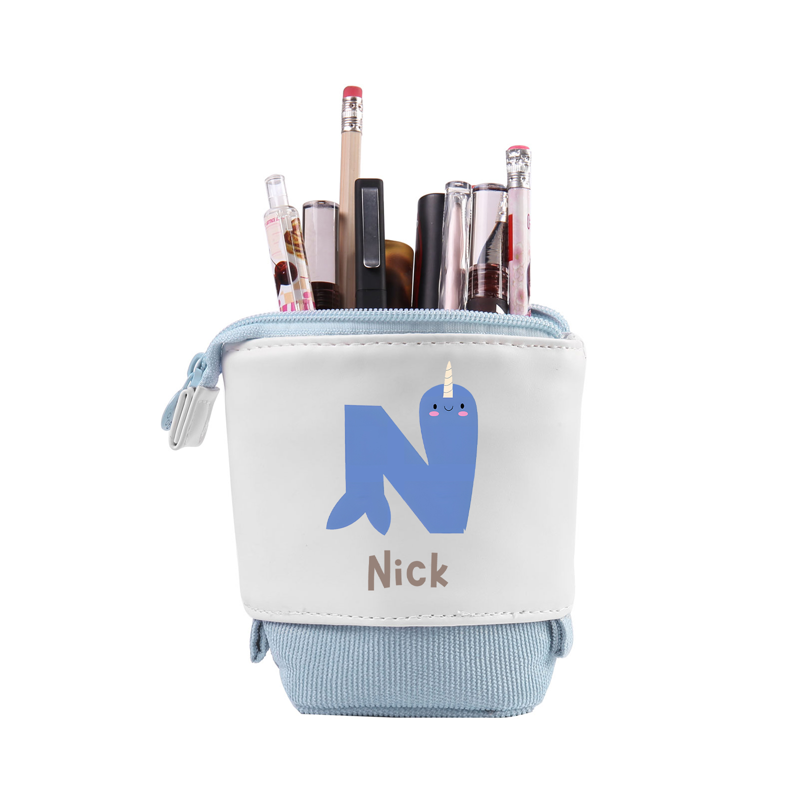 Trousse scolaire Étui à Crayons Animal Prénom et Lettre Personnalisés Pochette à Crayons Sac à Crayons