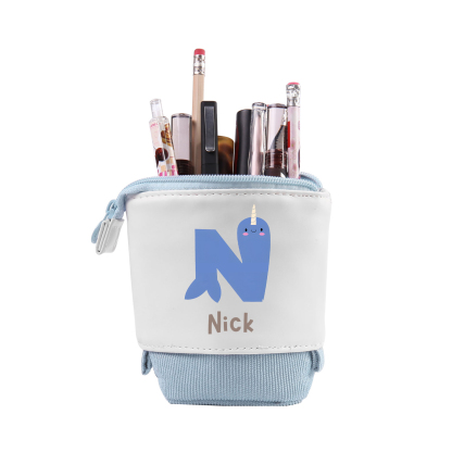 Trousse scolaire Étui à Crayons Animal Prénom et Lettre Personnalisés Pochette à Crayons Sac à Crayons