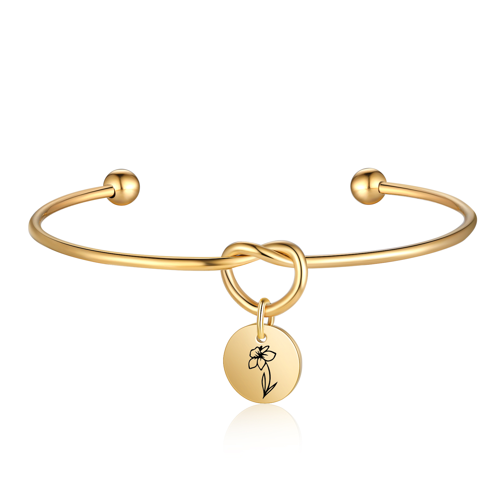 Jessemade FR Bracelet Jonc Fleur de Naissance Personnalisé