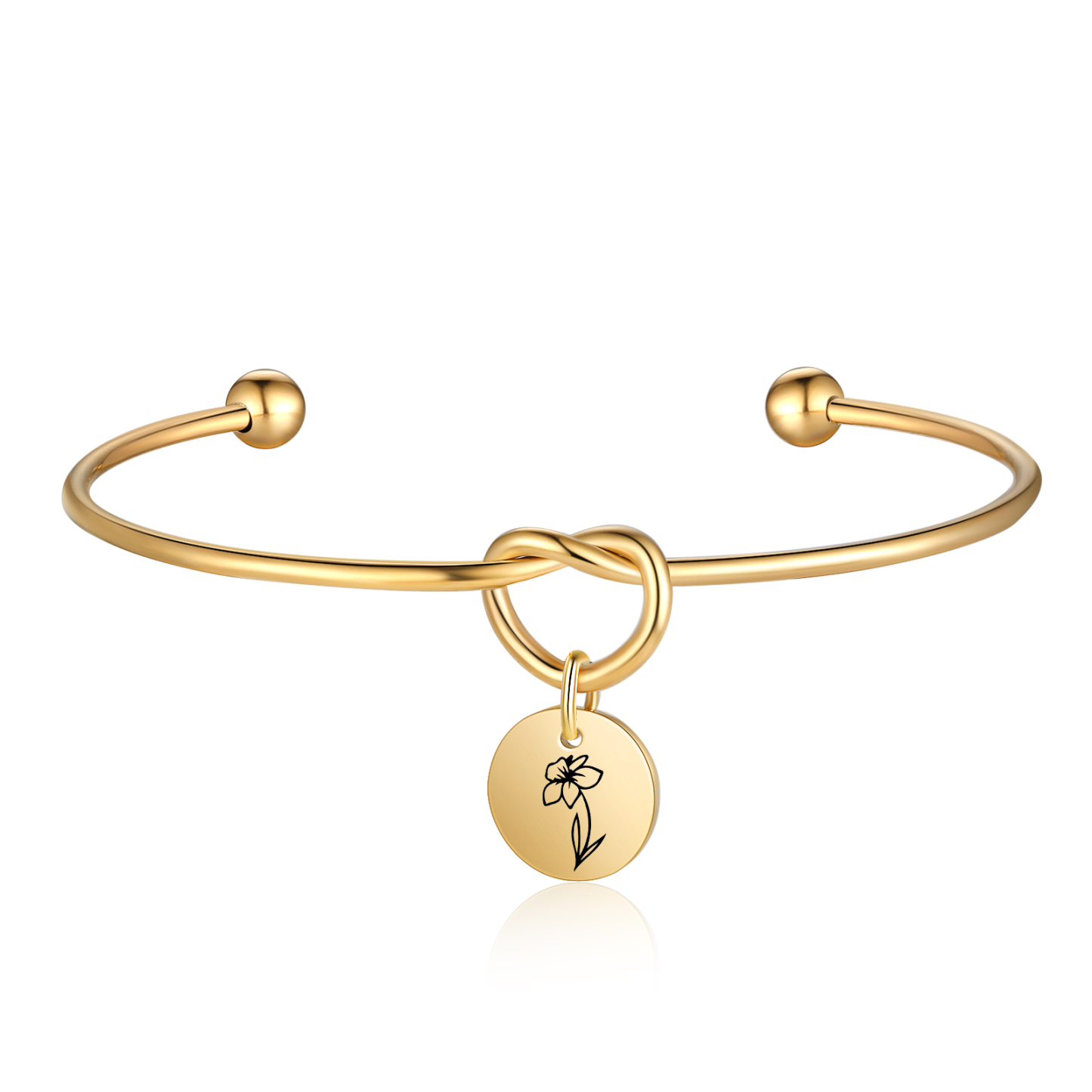 Jessemade FR Bracelet Jonc Fleur de Naissance Personnalisé