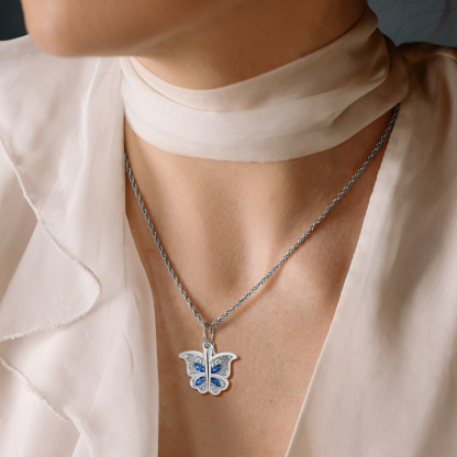 Collier ouvert Papillon photo Personnalisée Pendentif