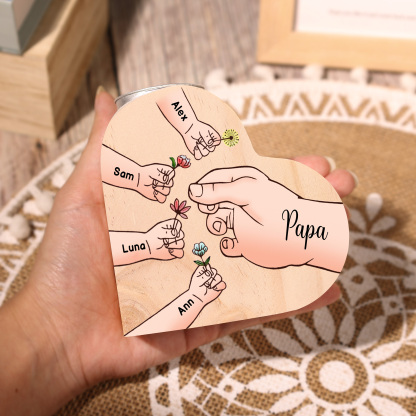 À Ma Maman/Mamie - Bougeoir en Bois Mains et Enfants 5 Prénoms Personnalisés pour Famille sans bougie