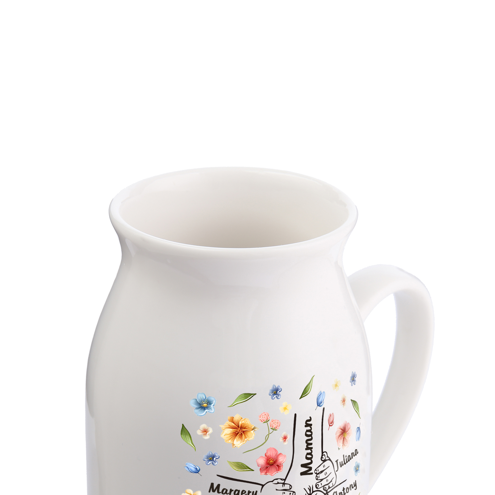 Vase à Fleurs la main dans la main 7 Prénoms Personnalisés Décoration de la Maison