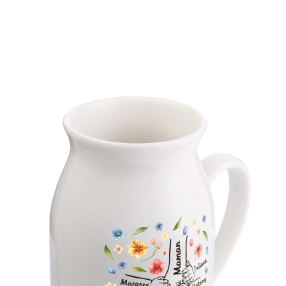 Vase à Fleurs la main dans la main 7 Prénoms Personnalisés Décoration de la Maison