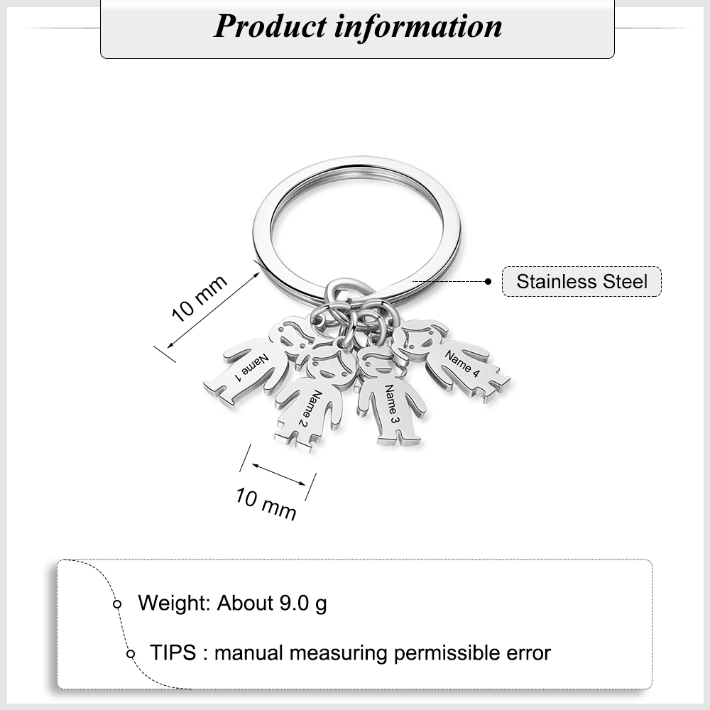 Porte-Clés Personnalisé Avec 4 Breloques Enfants